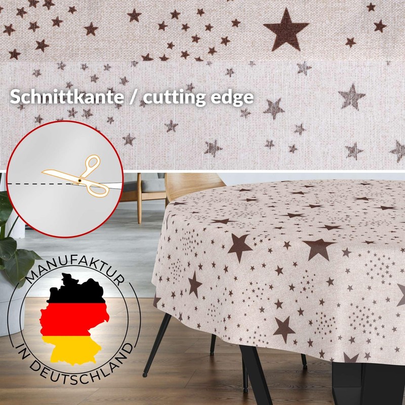 Fabric Tablecloth Washable Table Linen Tablecloth Cotton Polyester Stars Round