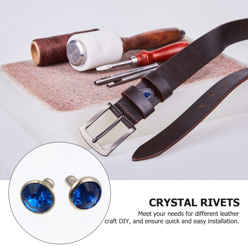 EXCEART Pack of 120 Crystal Rivets Rhinestone Rivets 8 mm