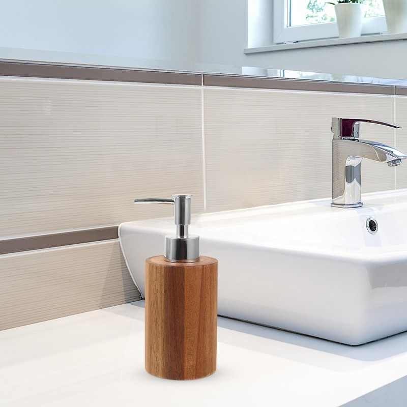 Beavorty Wooden Liquid Soap Dispenser Lotion Pump Dispenser Shampoo Shower