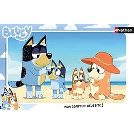 Nathan 86162 Children's Puzzle - Frame 15 Pieces - Bluey on the Beach - Girls or Boys from 3 Years - High Quality Puzzle - Thick and Durable Cardboard - Everyday & Family