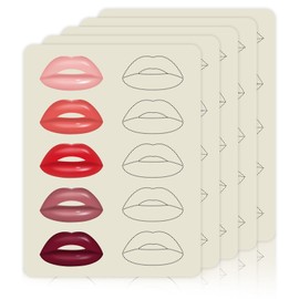 5 Sheets Lip Tattoo Practice Skin –1MM Thickness Dotted Lip Practice Pad–Both Side Pre-Printed Lip Contour Microblading & Lip Blushing Training Silicone Skin (A Pack of 5PCS Beige Pad)