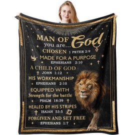 Christian Gift for Men Dad, Religious Gift Blanket 130x150CM, Religious Gifts for Men, Bible Verse Blanket for Baptism Christmas Father's Day Easter Birthday Gift for Man of God, Catholic Spiritual
