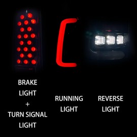 Shocklight LED Tail Lights Compatible With 1994-2001 Ram 1500 2500 3500 Rear Lights Assembly with Smoke Lens 1 Pair of Tail Lamps Driver and Passenger Side