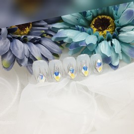 Firework Swirl Handmade Nail Tips - Short Straight Coffin / 불꽃스왈 수제네일팁 - 숏일자형코핀