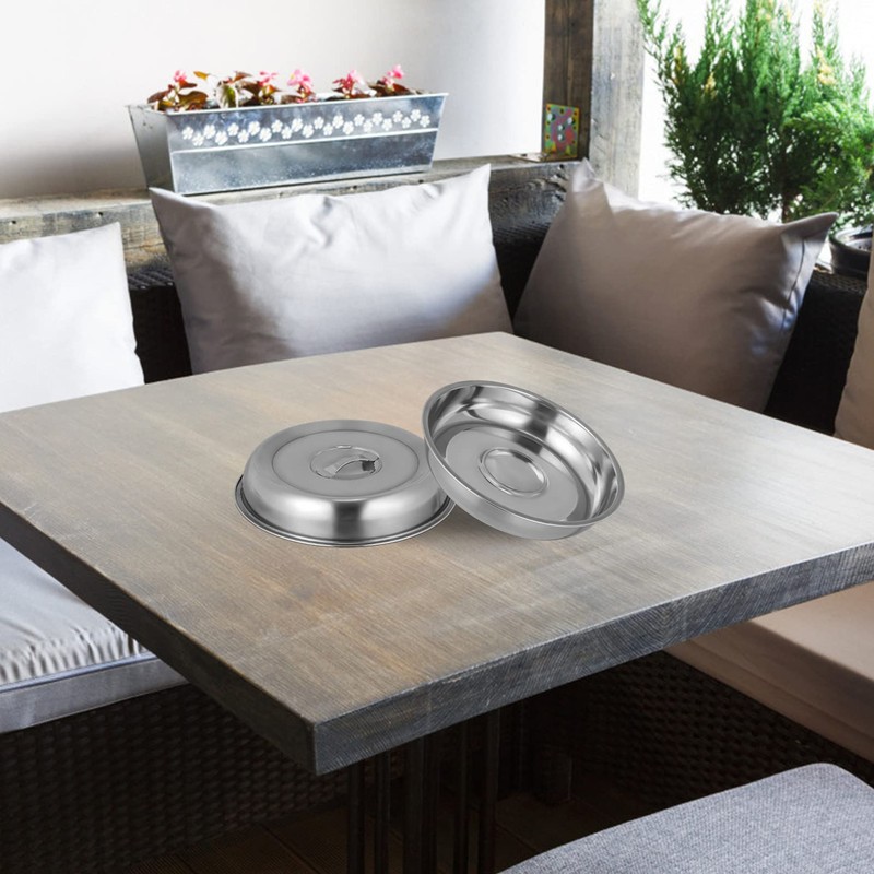 Stainless Steel Steak Serving Cover 2pcs Metal Steam Basting Cover