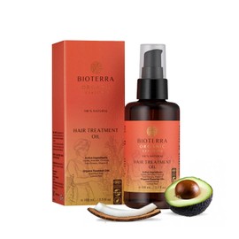BIOTERRA Organic Hair Oil for Hair Growth & Scalp Treatment - Enriched with Castor Oil - Coconut and Sweet Almond & Jojoba & Avocado Oils for Strong and Frizz-Free & Nourished Hair (100ml)