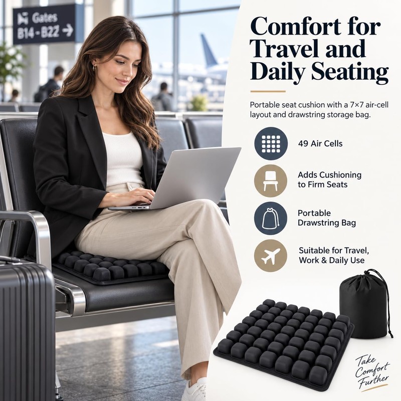 Travel Hand Press Inflatable Airplane Seat Cushion for Long Flights