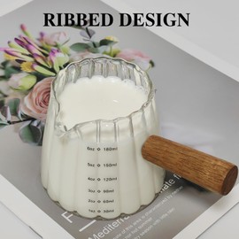 TIWPAJS 2-Pack Espresso Cups With Wood Handle 6oz, Espresso Accessories, Milk Frothing Pitcher, Glass Measuring Cup, Shot Glass