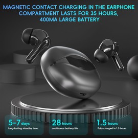Wireless Earbuds, Ear Buds 5.4 Bluetooth Earphones Noise Cancelling USB C Mini Headphones Touch Control HiFi Stereo Sound 13mm Drivers Deep Bass with Mic Dual LED Display 35H Playtime Water-Resistant