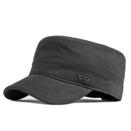 YAMEE Military Cap Men's Cotton Adjustable Army Cap Women's Classic Fashion Sun Protection Military Unisex Flat Cap Vintage Leisure Military Cap Men's Sun Hat Sports Outdoor Travel Cap, black