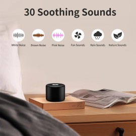 BodyHush Mini Portable Sound Machine White Noise with 30 Soothing Black, Black