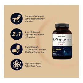 L Triptofano 1300mg Con L Teanina 200mg Naturebell 300 Caps Sabor Neutro