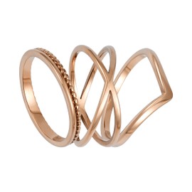 BONNYBIRD® Premium Set of 3 Rings – Waterproof Stainless Steel Rings Women in Silver, Gold & Rose Gold, Non-precious metal