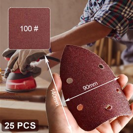 25 Pcs Sandpaper for Electric Sander - 5 Hole Detail Sanding Pads, 100 Grits Assorted for Sanding & Polishing