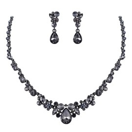 EVER FAITH Women's Jewellery Set Austrian Crystal Bridal Floral Drop Necklace Earrings Set, Crystal, Rhinestone
