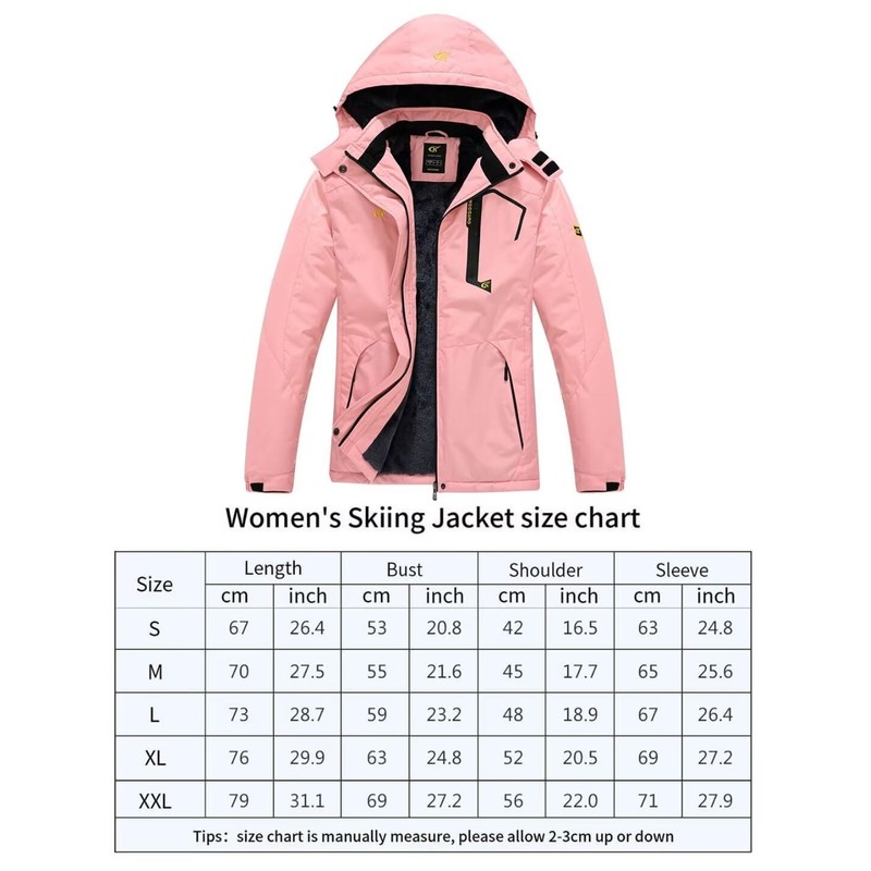 Pdbokew Women's Skiing Snowboarding Jackets Fleece Hood Mountain Snow Coat