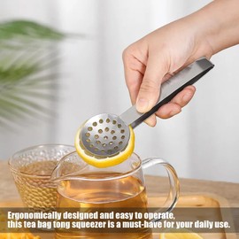 Tea Bag Squeezer Tongs, 2 PCS Stainless Steel Teabag Squeezer Tool, Tea Bag Strainer, Tea Bag Tongs 6 Inch Non-Slip Kitchen Mini Serving Tong or Kitchen, Bar Cooking Tools