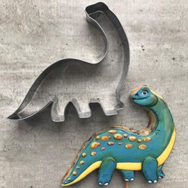 LILIAO Dinosaur Brontosaurus Cookie Cutter for Kids Birthday Party - 4.3 x 4 inches - Dino Biscuit and Fondant Cutters - Stainless Steel