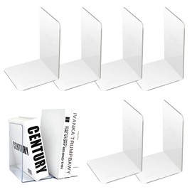 Pack of 6 Acrylic Bookends, Transparent, Reusable Bookends, Suitable for School, Office, Library, Bedroom, Desk (10 x 10 x 13 cm)