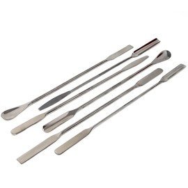 A2Z 6pc Micro Lab Spatula Sampler Set, Stainless Steel Double Ended Multi Purpose Mixing/Filling Spatulas, Square, Scoop, Round & Tapered Arrow End, for Lab,Home Use, Laboratory Supplies - 9" Length