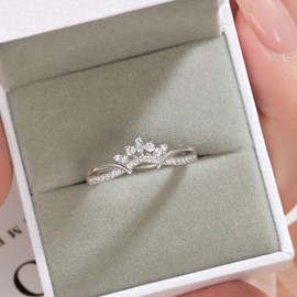 Wuziwen 925 Sterling Silver Wedding Bands for Women Curved Eternity Anniversary Rings for Her Cubic Zirconia Size 5