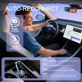 Mini Wireless Carplay Adapter for iPhone&Android Auto 2-in-1, 2025 Upgrade Wired CarPlay to Wireless, Supports Voice Assistant, Plug and Play Car Play for iOS 11+&Android 12+