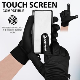 SAWANS Running Gloves Touch Screen Warm Winter Anti-slip Lightweight Gloves Men Women Elastic Cuff Thermal Gloves Driving Cycling Climbing Hiking Skiing (Black, L)