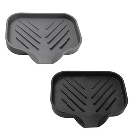 esahpss Silicone Slope soap Box, no Punching, Drainage and Flow Guide Type, Silicone, no Punching, no Water Accumulation, Bathroom, Black Gray, Small Size, 2 Pieces per Sale
