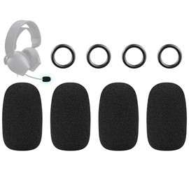 SOULWIT 4Pcs Protective Microphone Foam Cover Pop Filter for Alienware Pro/AW310H/AW520H/AW720H/AW725H/AW920H/AW988 Headphones, Mic Cover WindScreen with High-Density Foam - Black