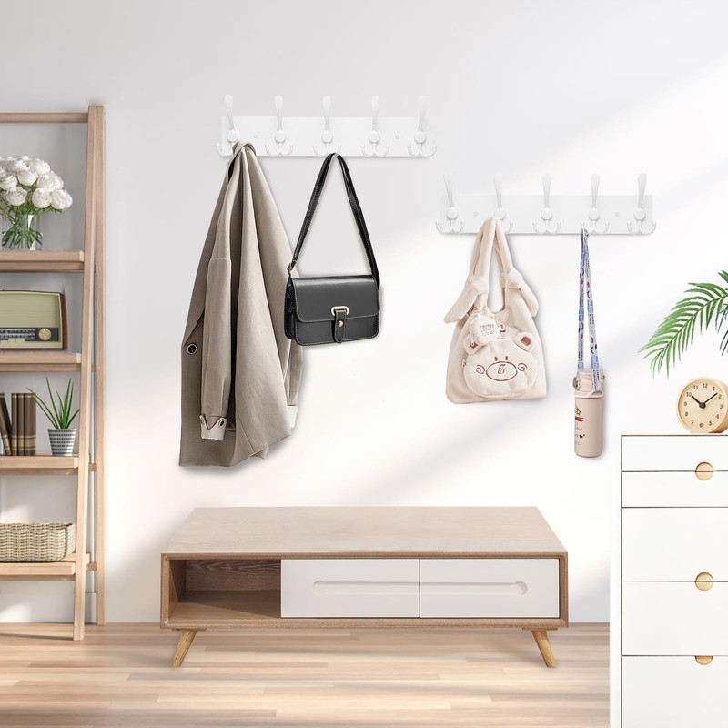 Kuhome Coat Rack Wall Mount Coat Hooks Wooden Hat Rack