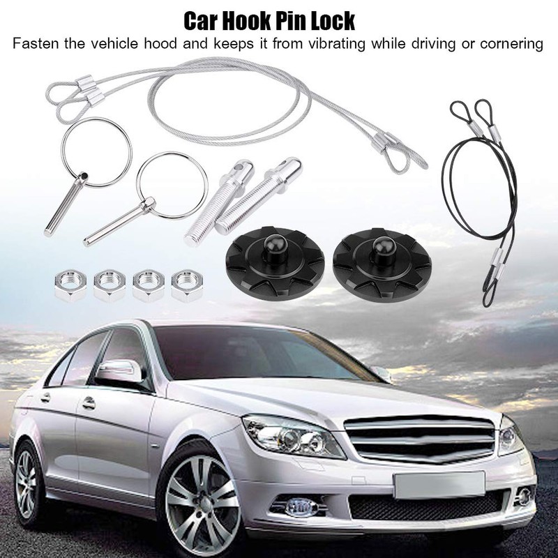 Hood Pin Lock Kit, Universal CNC Aluminum Alloy Car Racing
