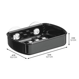 iDesign Suction Cup Soap Dish for Shower - Black