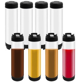 8 Pcs Inverted Plastic Squeeze Bottle 16 oz Refillable Condiment Bottles Self Sealing Sauce Dispenser for Thick Condiments Sauces Batter Dressing Catering Food Trucks Restaurant (Black)