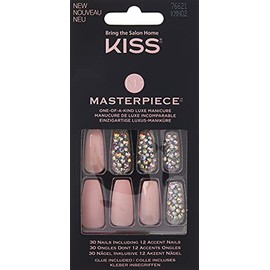 Kiss Uñas Postizas Masterpiece Glue On De Lujo De Larga Duración.