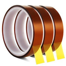 YTBUBOR hitzebeständiges Klebeband aus Polyimid, klebeband hitzebeständig, Polyimid-Klebeband, für elektrische Anwendungen, 3D-Drucker, Löten, Malerei und Verpackung, 3 Rollen, 20 m x 20 mm