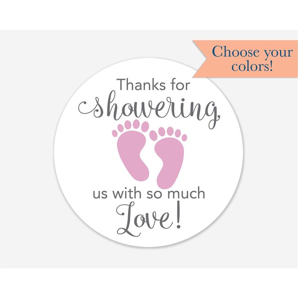 40ct, Baby Shower Stickers, Thanks for Showering us, Girl Boy and Gender Neutral Shower Stickers (#681-1-BP)