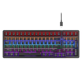 Newmen GM328 Gaming Mechanical Keyboard,18 LED Backlit Effects, 100 Keys, Wired Mechanical Keyboard with Linear Red Switch, Double-Shot Keycaps,Gaming Keyboards Compact Design for Gamers and Work