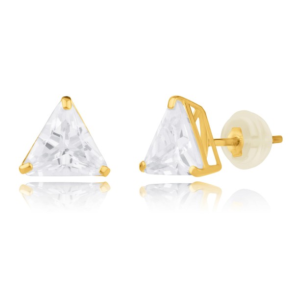 MAX + STONE 10k Yellow Trillion Cut Gold Cubic Zirconia