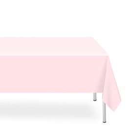 LIKAJON 6 Pack Rectangular Disposable Light Pink Tablecloth, Light Pink Plastic Table Cloths for Parties Disposable, 54x108 in Waterproof Tablecloth for Birthday Party Baby Shower Picnic Valentines