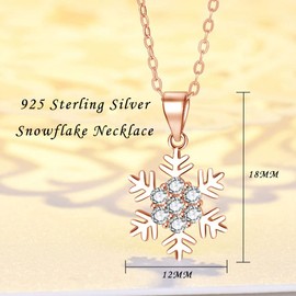 Josfeva Silver Christmas Jewellery Set Women, 925 Sterling Silver Snowflake Necklace & Earrings Set, 45 cm Silver Chain with Snowflake Pendant & Snowflake Earrings Jewellery Set for Winter, Stone,