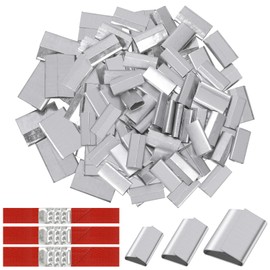 Hilitchi 130 PCS 5/8" 3/4" 1-1/4" Metal Strapping Seals Strapping Open Seals Open Serrated Seals Open Seals for Polyester Strapping Securing Heavy Packaging Pallet Steel