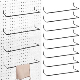 8 Pcs Paper Towel Holder for Pegboard Extendable Peg Board Organizer Accessories Pegboard Towel Holder Accessories for Craft Room Laundry Room Kitchen Bathroom(Black,11x4 Inch)