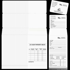 Jewelry Repair Envelopes 3 part 100 Pcs 3.14 x 11 inch 100 gms Hard White Paper Lay-Away Job Envelope with Serial Number and Tear Lines Jewelry Vending Envelopes (100)