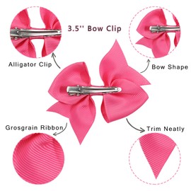 40Pieces Boutique Cotton Grosgrain Ribbon Pinwheel 3" Hair Bows Alligator Clips Fully Lined Hair Accessories For Babies Toddlers Teens Gifts In Pairs