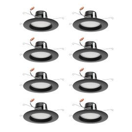 Satco S11835/08 ColorQuick LED Downlight Retrofit, CCT Color-Selectable 2700K/3000K/3500K/4000K/5000K, 5-6 Inches, Black, 8 Fixtures Included
