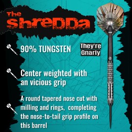 Shot! Gnarly Shredda Steel Tip Dart Set 90% Tungsten Dart Barrels Centre Weighted Professional darts for bristle dartboard