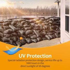 ASKIZ Heavy Duty Sand Bags With Tie Strings - 1600 Hours UV Protection, Polypropylene, 16" x 25.5" - Ultra Tough Sandbags for Hurricane Flooding (Black, 50 Bags)