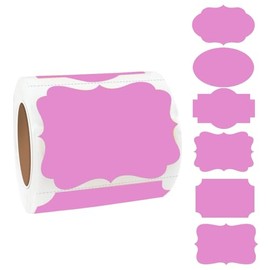 Yeachlaing Pink Labels Stickers, 250 PCS 3" x 2" Fancy Shape Stickers Labels for Storage Box or Food Jars Holiday Present Stickers Christmas Gift Tags Stickers
