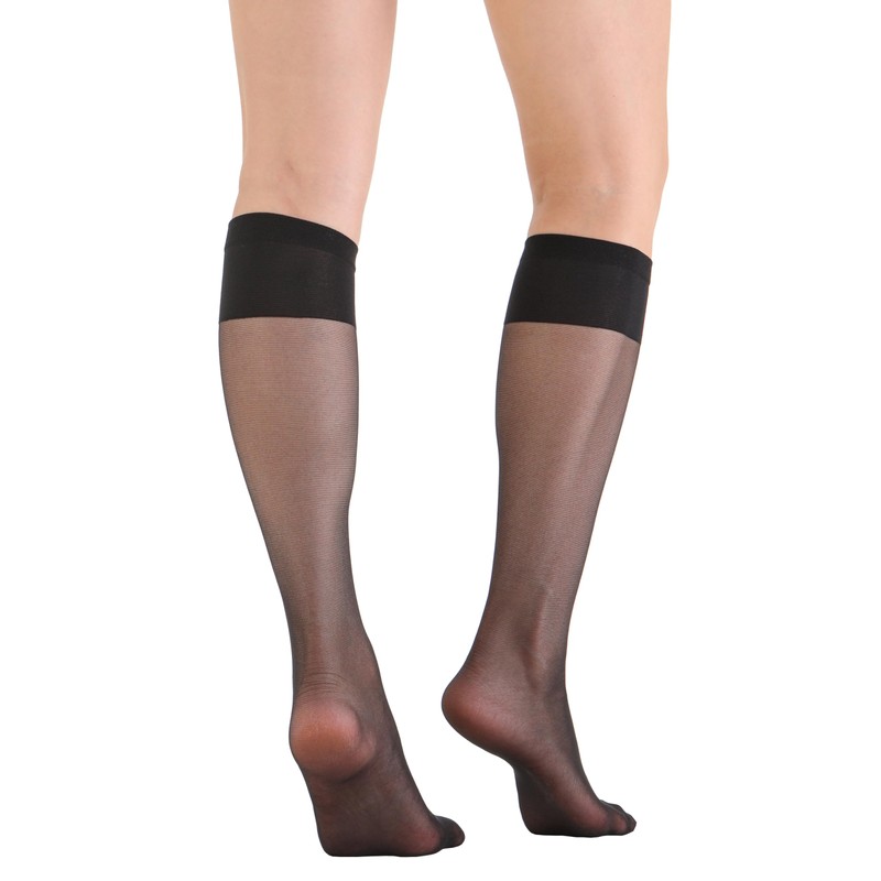 EVERSWE 6 Pairs Women's Sheer Knee High Stockings 15D (Black,One