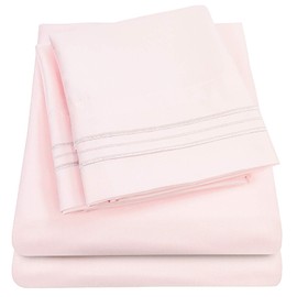 1500 Supreme Collection Bed Sheet Set - Extra Soft, Elastic Corner Straps, Deep Pockets, Wrinkle & Fade Resistant Hypoallergenic Sheets Set, Luxury Hotel Bedding, King, Pale Pink